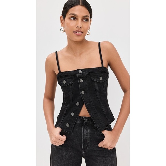 Reformation Tops - Reformation Black Coco Denim Bustier Top Size 2